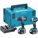 Makita DLX2180TJ Combo Kit LXT, 1x DHP484 18V Brushless Combi Drill, 1x DTD153 18V Brushless Impact Driver
