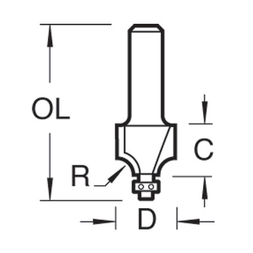 Trend Tools MB/06X1/4TC Mini Guided Round Over Radius 2.4Mm X 9.5Mm