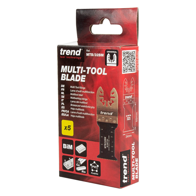 Trend Tools MTB/32BM Universal 34Mm Fine Tooth Bi-Metal Multi-Tool Blades, 5 Pack