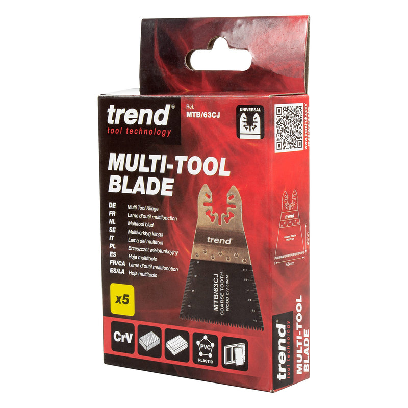Trend Tools MTB/63CJ Universal 68Mm Coarse Tooth Crv Japanese Multi-Tool Blades, 5 Pack