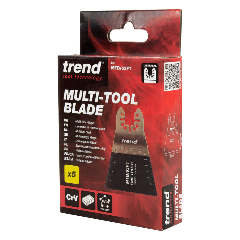 Trend Tools MTB/63FT Universal 68Mm Fine Tooth Crv Multi-Tool Blades, 5 Pack