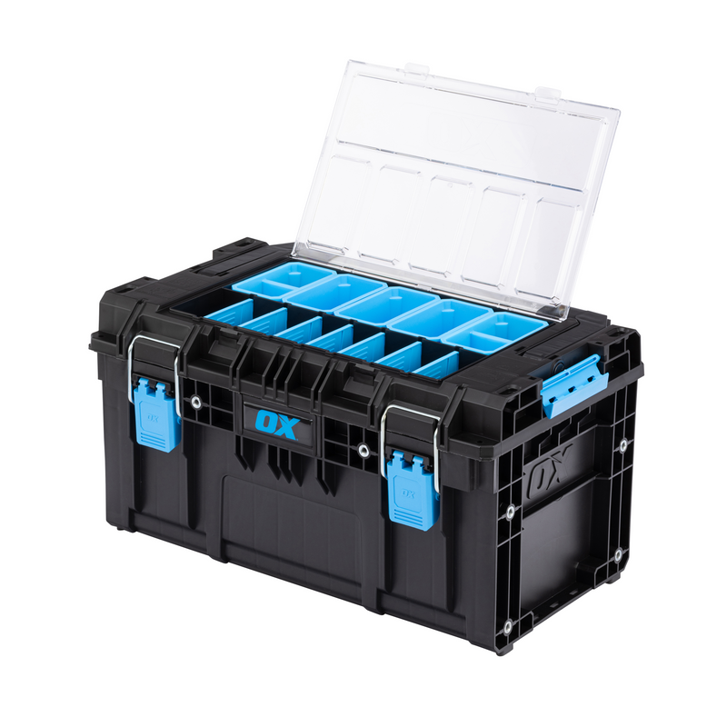 OX P602001 TOOLTREK Pro Tote Tool Box with Organiser Top