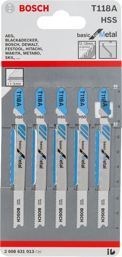 Bosch 2608631013 T 118 A Basic for Metal Jigsaw Blade For jigsaws