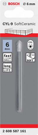 Bosch 2608587161 CYL-9 SoftCeramic Tile Drill Bit For rotary drills/drivers, For impact drill/drivers 6.0mm