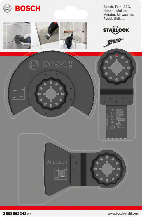 Bosch 2608662342 Basic Tile Set for Multi-Tools, 3-Piece For oscillating multitools