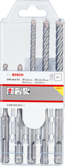 Bosch 2608833910 PRO SDS plus-5X Hammer Drill Bit Set For rotary hammer drills, For breakers