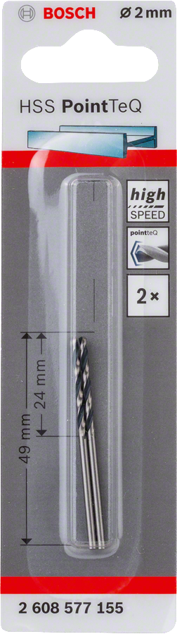 Bosch 2608577155 HSS Twist Drill Bit PointTeQ For rotary drills/drivers 2.0mm