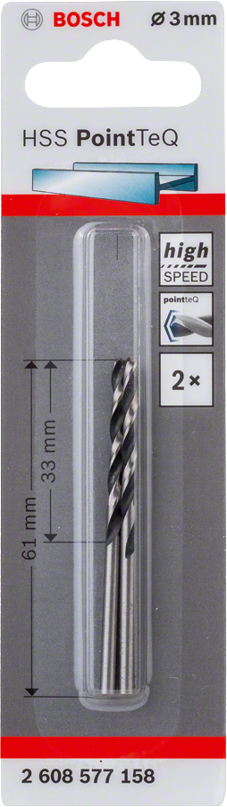 Bosch 2608577158 HSS Twist Drill Bit PointTeQ For rotary drills/drivers 3.0mm