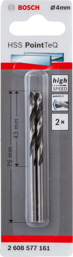 Bosch 2608577161 HSS Twist Drill Bit PointTeQ For rotary drills/drivers 4.0mm