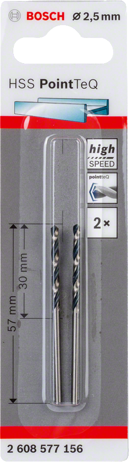 Bosch 2608577156 HSS Twist Drill Bit PointTeQ For rotary drills/drivers 2.5mm