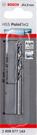 Bosch 2608577163 HSS Twist Drill Bit PointTeQ For rotary drills/drivers 4.5mm