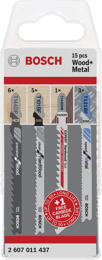 Bosch 2607011437 Jigsaw Blade Wood and Metal Pack, 15-Pieces For jigsaws
