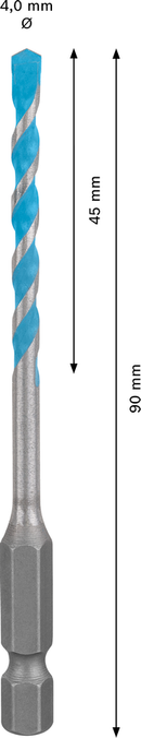 Bosch 2608900570 EXPERT HEX-9 Multi Construction Drill Bit For impact drill/drivers, For rotary drills/drivers, For impact screwdrivers 4 x 45 x 90 mm