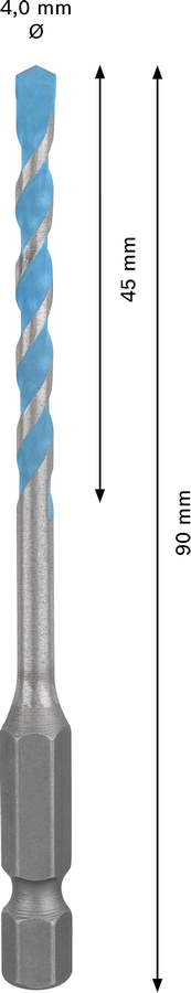 Bosch 2608900570 EXPERT HEX-9 Multi Construction Drill Bit For impact drill/drivers, For rotary drills/drivers, For impact screwdrivers 4 x 45 x 90 mm
