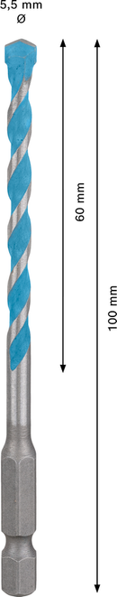 Bosch 2608900572 EXPERT HEX-9 Multi Construction Drill Bit For impact drill/drivers, For rotary drills/drivers, For impact screwdrivers 5.5 x 60 x 100 mm