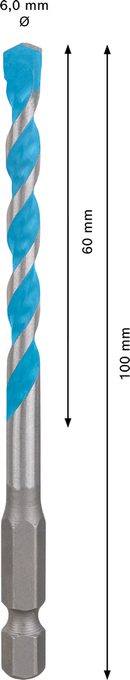 Bosch 2608900574 EXPERT HEX-9 Multi Construction Drill Bit For impact drill/drivers, For rotary drills/drivers, For impact screwdrivers 6 x 60 x 100 mm