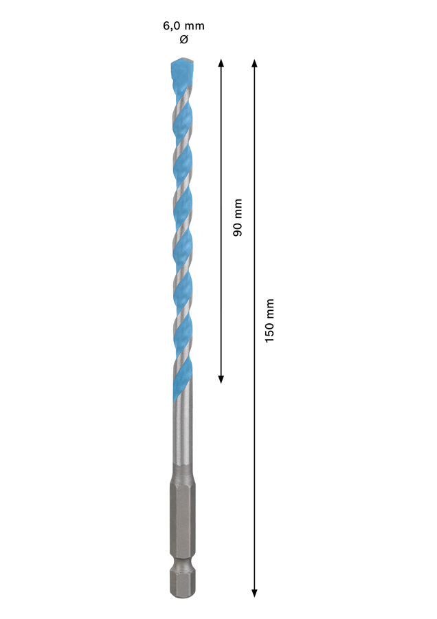 Bosch 2608900575 EXPERT HEX-9 Multi Construction Drill Bit For impact drill/drivers, For rotary drills/drivers, For impact screwdrivers 6 x 90 x 150 mm