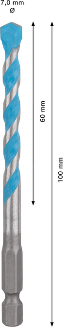 Bosch 2608900579 EXPERT HEX-9 Multi Construction Drill Bit For impact drill/drivers, For rotary drills/drivers, For impact screwdrivers 7 x 60 x 100 mm