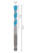 Bosch 2608900581 EXPERT HEX-9 Multi Construction Drill Bit For impact drill/drivers, For rotary drills/drivers, For impact screwdrivers 8 x 50 x 100 mm