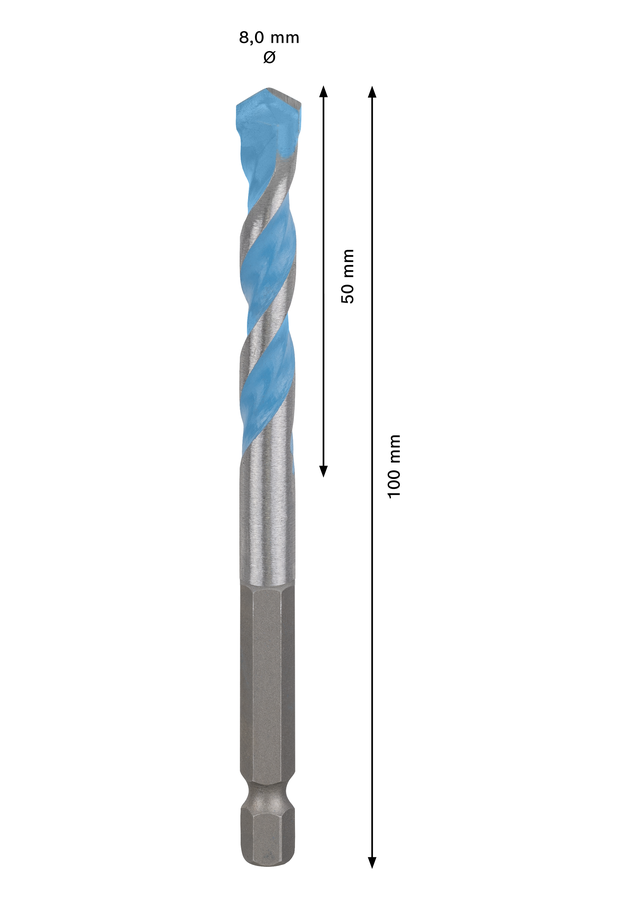 Bosch 2608900581 EXPERT HEX-9 Multi Construction Drill Bit For impact drill/drivers, For rotary drills/drivers, For impact screwdrivers 8 x 50 x 100 mm