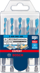 Bosch 2608900586 EXPERT HEX-9 Multi Construction Drill Bit Set For impact drill/drivers, For rotary drills/drivers, For impact screwdrivers 5,5/6/6/7/8 mm 5-pc