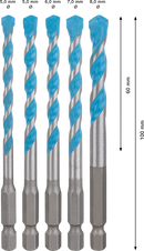 Bosch 2608900586 EXPERT HEX-9 Multi Construction Drill Bit Set For impact drill/drivers, For rotary drills/drivers, For impact screwdrivers 5,5/6/6/7/8 mm 5-pc