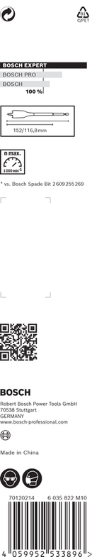 Bosch 2608900315 EXPERT Self Cut Speed Spade Drill Bit For rotary drills/drivers, For impact drill/drivers 16mm x 152mm