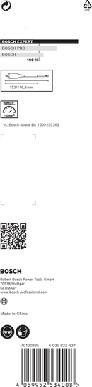 Bosch 2608900326 EXPERT Self Cut Speed Spade Drill Bit For rotary drills/drivers, For impact drill/drivers 32mm x 152mm