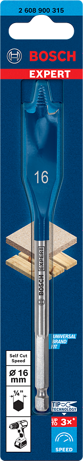Bosch 2608900315 EXPERT Self Cut Speed Spade Drill Bit For rotary drills/drivers, For impact drill/drivers 16mm x 152mm