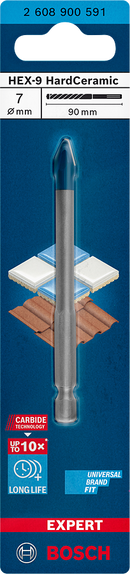 Bosch 2608900591 EXPERT HEX-9 Hard Ceramic Drill Bit For impact drill/drivers, For rotary drills/drivers, For impact screwdrivers 7.0mm