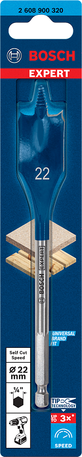 Bosch 2608900320 EXPERT Self Cut Speed Spade Drill Bit For rotary drills/drivers, For impact drill/drivers 22mm x 152mm