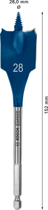 Bosch 2608900324 Expert Selfcut Speed Flat Bit with Hex Shank 28mm x 152mm