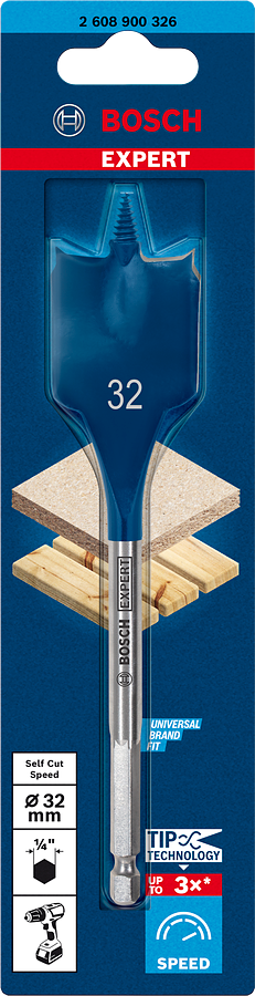 Bosch 2608900326 EXPERT Self Cut Speed Spade Drill Bit For rotary drills/drivers, For impact drill/drivers 32mm x 152mm