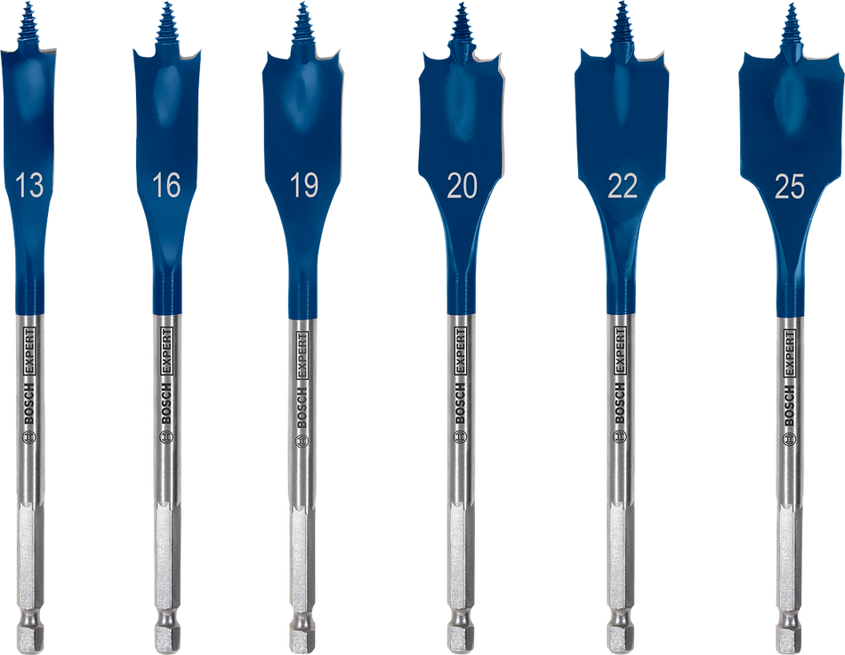 Bosch 2608900333 EXPERT Self Cut Speed Spade Drill Bit Set For rotary drills/drivers, For impact drill/drivers 13/16/19/20/22/25 mm 6-pc