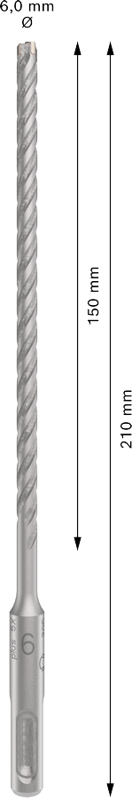 Bosch 2608833779 PRO SDS plus-5X Hammer Drill Bit For rotary hammer drills 6 x 150 x 210 mm