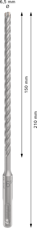 Bosch 2608833783 PRO SDS plus-5X Hammer Drill Bit For rotary hammer drills 6.5 x 150 x 210 mm