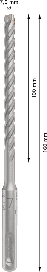 Bosch 2608833786 PRO SDS plus-5X Hammer Drill Bit For rotary hammer drills 7 x 100 x 160 mm