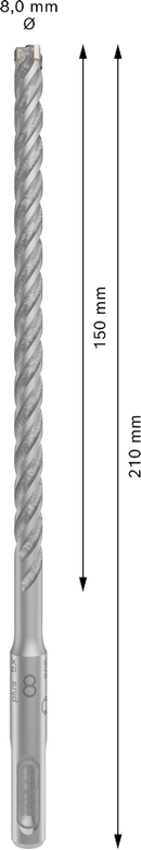 Bosch 2608833790 PRO SDS plus-5X Hammer Drill Bit For rotary hammer drills 8 x 150 x 210 mm