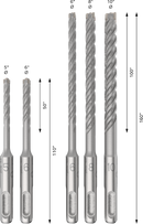 Bosch 2608833910 PRO SDS plus-5X Hammer Drill Bit Set For rotary hammer drills, For breakers