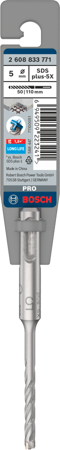 Bosch 2608833771 PRO SDS plus-5X Hammer Drill Bit For rotary hammer drills 5 x 50 x 110 mm