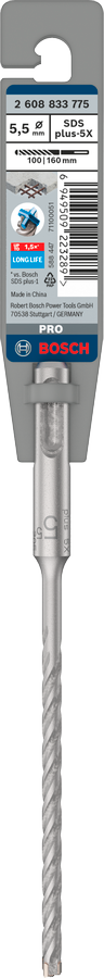 Bosch 2608833775 PRO SDS plus-5X Hammer Drill Bit, 5.5 x 100 x 160 mm