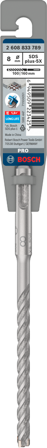 Bosch 2608833789 PRO SDS plus-5X Hammer Drill Bit For rotary hammer drills 8 x 100 x 160 mm