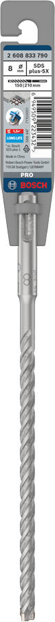 Bosch 2608833790 PRO SDS plus-5X Hammer Drill Bit For rotary hammer drills 8 x 150 x 210 mm