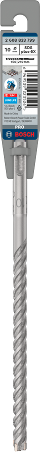 Bosch 2608833799 PRO SDS plus-5X Hammer Drill Bit For rotary hammer drills 10 x 150 x 210 mm