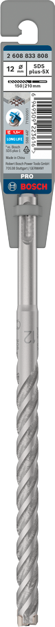 Bosch 2608833808 PRO SDS plus-5X Hammer Drill Bit For rotary hammer drills 12 x 150 x 210 mm