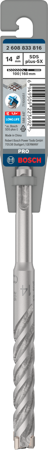 Bosch 2608833816 PRO SDS plus-5X Hammer Drill Bit For rotary hammer drills 14 x 100 x 160 mm
