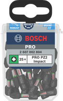 Bosch 2607002804 PRO Impact PZ Screwdriver Bit For impact screwdrivers, For battery screwdrivers 25mm 25Pcs