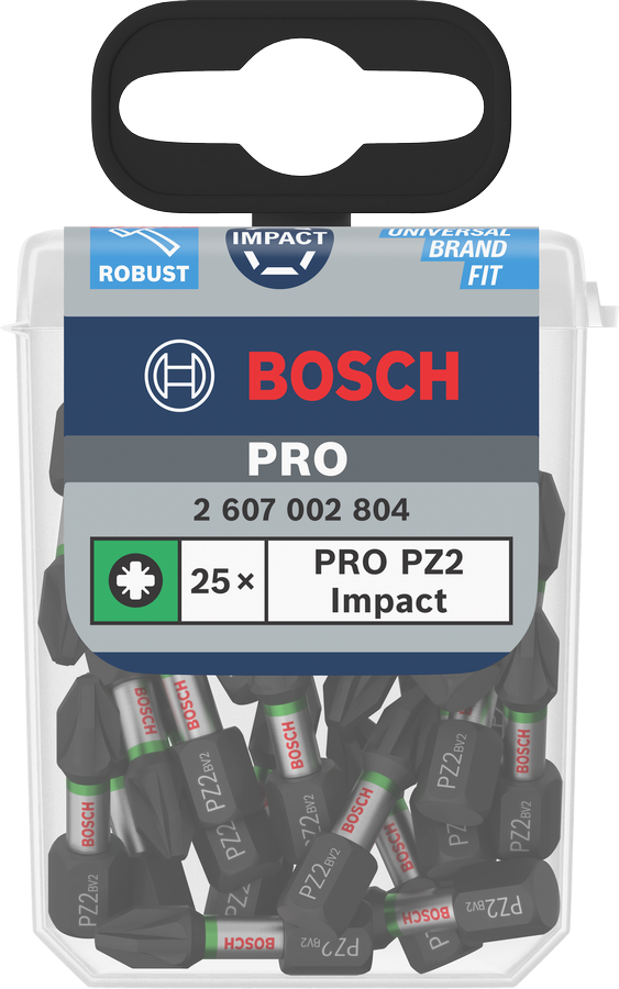 Bosch 2607002804 PRO Impact PZ Screwdriver Bit For impact screwdrivers, For battery screwdrivers 25mm 25Pcs