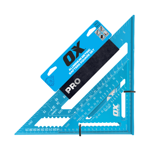 OX Tools OX-P634701 Pro Aluminium Metric Rafters Square Set ‚Äì 180mm & 300mm