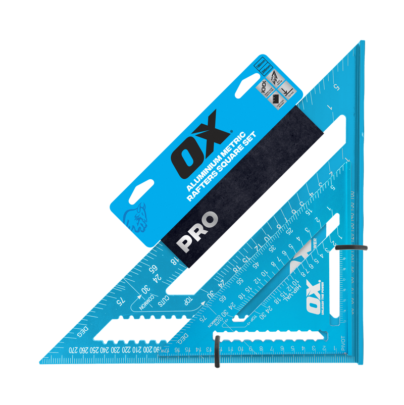 OX Tools OX-P634701 Pro Aluminium Metric Rafters Square Set ‚Äì 180mm & 300mm